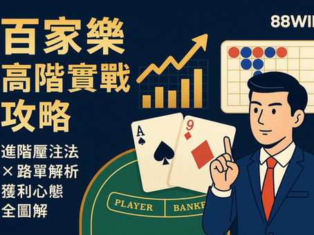 大老爺娛樂城 百家樂高階實戰封面圖，顯示進階下注策略與路單圖示組合