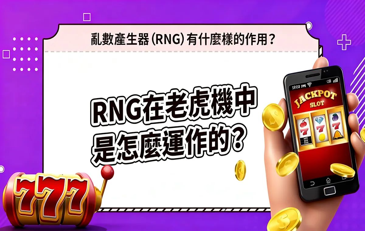 電子老虎機核心RNG，玩家按下旋轉鍵時即生成亂數，隨機對應轉軸圖示，決定最終遊戲結果。